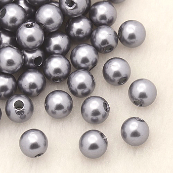 Imitation Pearl Acrylic Beads, Dyed, Round, Gray, 4x3.5mm, Hole: 1mm, about 18100pcs/pound