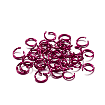 Aluminum Jump Rings, Open Jump Rings, Round Ring, Medium Violet Red, 18 Gauge, 8x1mm, Inner Diameter: 6.5mm, about 300pcs/bag