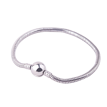 304 Stainless Steel European Style Bracelets for Jewelry Making, Stainless Steel Color, 190x3mm, 1strand/bag