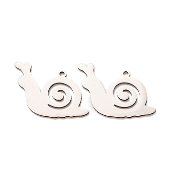 201 Stainless Steel Pendants, Snail Charms, Laser Cut, Cut-Out, Stainless Steel Color, 15x25x1mm, Hole: 1.2mm