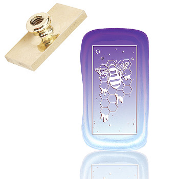 Wax Seal Brass Stamp Head, for Wax Seal Stamp, Rectangle, Bees Pattern, 4.5x2.3x1.45cm