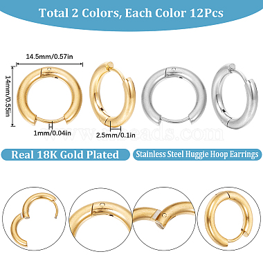 12 Pairs 2 Style 202 & 304 Stainless Steel Huggie Hoop Earrings(EJEW-SC0001-41)-2