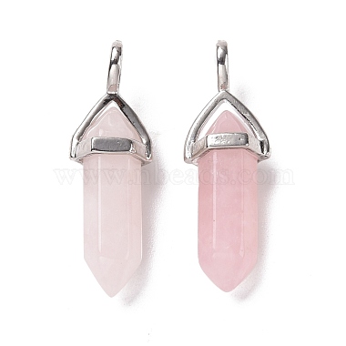 Pendentifs de quartz rose naturel(G-K329-52P)-3