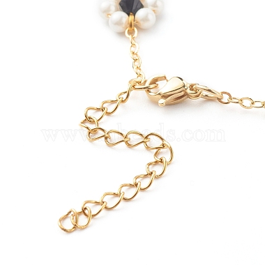 Shell Pearl & Acrylic Beads Flower Link Bracelets(X1-BJEW-TA00003-05)-5