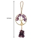 Wire Wrapped Chips Natural Amethyst Big Pendant Decorations(HJEW-SZ0001-27E)-7