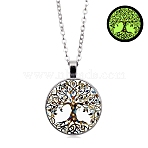 Tree of Life Night Light Necklace for Women, Time Glass Gemstone Glowing Pendants, Platinum, 17.72 inch(45cm)(PW-WG7D587-06)