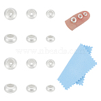 12Pcs 3 Styles 925 Sterling Silver Beads, with Rubber, Slider Beads, Rondelle, Suede Fabric Square Silver Polishing Cloth, Silver, 5~x2~3.5mm, Hole: 2mm, 4pcs/style(STER-UN0001-68)