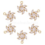 6 Pieces Flower Clear Cubic Zirconia Charm Pendant Brass Flower Charm Long-Lasting Plated Pendant for Jewelry Necklace Earring Making Crafts, Golden, 13.5mm, Hole: 1.5mm(JX399A)