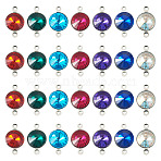 42Pcs 7 Colors Glass Cone Connector Charms, with 304 Stainless Steel Settings, Stainless Steel Color, Mixed Color, 8.5x14.5x5mm, Hole: 1mm, 6pcs/color(STAS-TA0006-10)