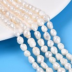 Natural Baroque Keshi Pearl Beads Strands, Cultured Freshwater Pearl Beads, Two Sides Polished, Creamy White, 5~9x4~7x3~7mm, Hole: 0.5mm, about 54~57pcs/strand, 14.96~15.75 inch(38~40cm)(PEAR-N031-01E)