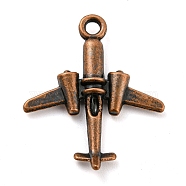 Alloy Pendants, Cadmium Free & Lead Free, Airplane, Red Copper, 26x22x4mm, Hole: 2mm, about 666pcs/1000g(FIND-G065-04R)