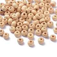 Natural Unfinished Wood Beads, Round Wooden Loose Beads Spacer Beads for Craft Making, Lead Free, Creamy White, 5.5x4mm, Hole: 1.5mm, about 22000pcs/1000g(TB093Y-11)