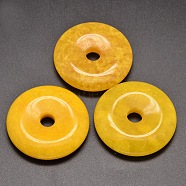 Dyed Natural Malaysia Jade Donut/Pi Disc Pendants, Yellow, Donut Width: 18.5mm, 45x7~8mm, Hole: 7~8mm(G-L407-01-45mm)
