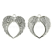 Tibetan Style Alloy Big Pendant, Wings Charms, Antique Silver, 72.5x68x4mm, Hole: 6mm & 2.5mm(TIBEP-YW0001-68)