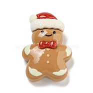 Christmas Opaque Resin Decoden Cabochons, Gingerbread Man, 27.5x19.5x9mm(RESI-U006-02A)