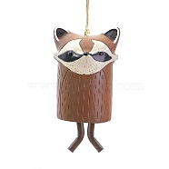 Resin Animal Wind Chime, for Garden Outdoor Hanging Decoration, Raccoon, 135x75x55mm(PW-WG44603-04)