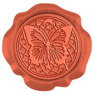 CRASPIRE Adhesive Wax Seal Stickers, Envelope Seal Decoration, for Craft Scrapbook DIY Gift, Orange Red, Butterfly Farm, 3cm, about 50pcs/box(DIY-CP0008-18U)