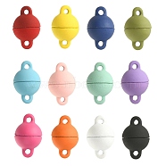 12 Sets 12 Colors Spray Painted Alloy Magnetic Clasps, Cadmium Free & Nickel Free & Lead Free, Round, Mixed Color, 12x8x8mm, Hole: 1.4mm, 1 set/color(PALLOY-CJ0002-30)