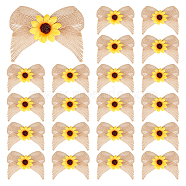 Linen Bowknot Ornament Accessories, with Artificial Sunflower, Wheat, 100x110x15mm(DIY-WH0430-069)