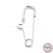 Rhodium Plated 925 Sterling Silver Brooch Findings, Kilt Pins, Long-Lasting Plated, with S925 Stamp, Real Platinum Plated, 27x11x2.5mm(STER-F054-01P)