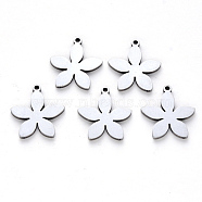 Tarnish Resistant 304 Stainless Steel Pendants, Laser Cut, Flower, Stainless Steel Color, 16x14x1mm, Hole: 1.2mm(STAS-N092-78)