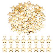 40Pcs Brass Charms, Star, Nickel Free, Real 18K Gold Plated, 10x7x2mm, Hole: 1.4mm(KK-UN0002-10)