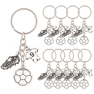 Elite 10Pcs Football Theme Tibetan Style Alloy Pendant Keychain, Clothes Shoes Charms Keychain, with Iron Findings, Antique Silver & Platinum, 7.55cm(KEYC-PH0001-81)