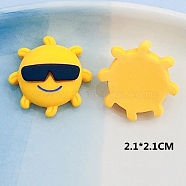 Opaque Resin Cabochons, for Hair Accessories, Sun with Glasses, Yellow, 21mm(X-OHAR-PW0001-496B)