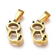 Ion Plating(IP) 304 Stainless Steel Pendants, Manual Polishing, Hollow, Cat, Golden, 16.5x13x4mm, Hole: 7x3.5mm(STAS-Z006-06G)