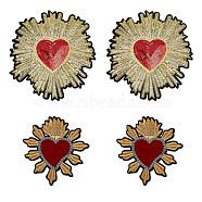4Pcs 2 Style Computerized Embroidery Cloth Iron on/Sew on Patches, Costume Accessories, Appliques, Heart, Mixed Color, 98~205x93~190x1~1.5mm, 2pcs/style(PATC-HY0001-07)