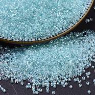 MIYUKI Delica Beads, Cylinder, Japanese Seed Beads, 11/0, (DB1672) Pearl Lined Glacier Blue AB, 1.3x1.6mm, Hole: 0.8mm, about 10000pcs/bag, 50g/bag(SEED-X0054-DB1672)