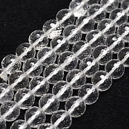 Natural Quartz Crystal Beads Strands, Rock Crystal Beads, Faceted, Round, 8mm, Hole: 1mm, about 47pcs/strand, 14.9 inch~15.1 inch(X-G-D840-11-8mm)