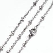 304 Stainless Steel Cable Chain Necklaces, with Lobster Claw Clasps, Stainless Steel Color, 19.8 inch(50.5cm), 2~3mm(STAS-G083-15P)