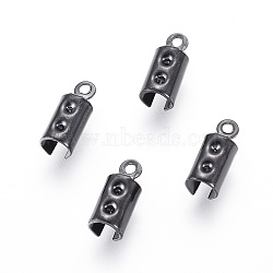 304 Stainless Steel Cord Ends, End Caps, Column, Electrophoresis Black, 10x3mm, Hole: 1mm, Inner Diameter: 4mm(STAS-F232-02-B)