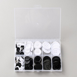 100Pcs 2-Hole Resin Buttons, Flat Round, Mixed Color, 10~25x2~3mm, Hole: 1.6~2.5mm(BUTT-WH20005-08A)