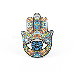 Porcelain Cup Mats, Coasters, with Anti-slip Cork Bottom, Water Absorption Heat Insulation, Hamsa Hand/Hand of Miriam with Eye, Colorful, 150x100mm(PORC-PW0001-074G)