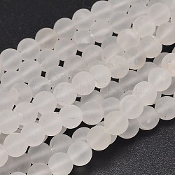 Frosted Round Natural Quartz Crystal Beads Strands, 8mm, Hole: 1mm, about 47~51pcs/strand, 15.1 inch(G-K068-17-8mm)