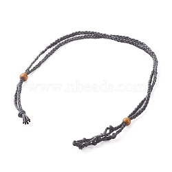 Bracelet Makings, with Chinese Waxed Cotton Cord and Handmade Natural Wood Bead, Black, 15x1/8 inch(38x0.3cm)(AJEW-JB01083-02)