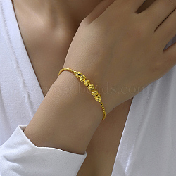 Adjustable Stainless Steel Round Charm Bangles for Women, Real 18K Gold Plated(CX8174)