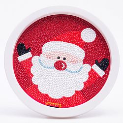 DIY Christmas Theme Diamond Painting Kits For Kids, Santa Claus Pattern Photo Frame Making, with Resin Rhinestones, Pen, Tray Plate and Glue Clay, Red, 19.7x1.6cm, Inner Diameter: 16.9cm(DIY-F073-05)