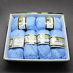 Soft Baby Yarns, with Bamboo Fibre and Silk, Sky Blue, 1mm, about 50g/roll, 6rolls/box(YCOR-R024-ZM010)