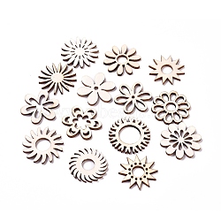 Laser Cut Wood Shapes, Unfinished Wooden Embellishments, Poplar Wood Cabochons, Flower, Blanched Almond, 26.5~29.5x2.5mm, about 100pcs/bag(WOOD-L009-01)