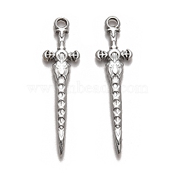 304 Stainless Steel Pendants, Sword Charm, Stainless Steel Color, 40x10.5x2.5mm, Hole: 2.5mm(STAS-B054-06P)