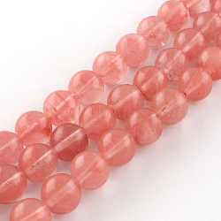 Cherry Quartz Glass Beads Strands, Round, 8mm, Hole: 1mm, about 48pcs/strand, 14.9 inch(X-G-R342-8mm-16)