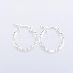 304 Stainless Steel Hoop Earrings, Hypoallergenic Earrings, Silver, 21x20x2mm, 12 Gauge, Pin: 1x0.8mm(EJEW-H327-01C)