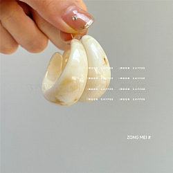 Resin Stud Earrings, C-Shaped, Platinum, Cornsilk, 40x40mm(FS-WG7AFB5-01)