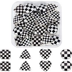 SUPERFINDINGS 40Pcs 4 Style Opaque Resin Cabochons, Mixed Shapes with Grid Pattern, Black, 10pcs/style(RESI-FH0001-30)