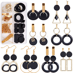 DIY Geometry Dangle Earring Making Kits, Including Shell Pendant, Kite & Ring & Triangle Acrylic Pendants, Alloy Linking Rings, 304 Stainless Steel Stud Earring Findings, Brass Earring Hooks, Golden, 82Pcs/box(DIY-SC0019-59)