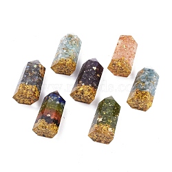 Orgone Obelisk Jumbo, Resin Pointed Home Display Decoration, Healing Stone Wands, for Reiki Chakra Meditation Therapy Decos, with Natural Gemstone Inside, Irregular Hexagonal Prisms, 51x27.5x19.5mm(G-K305-F08)