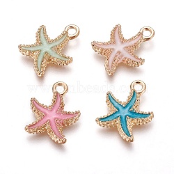 Alloy Enamel Pendants, Starfish/Sea Stars, Light Gold, Mixed Color, 18x14.5x3mm, Hole: 1.4mm
(X-PALLOY-F224-10G)